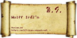 Wolff Irén névjegykártya