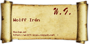 Wolff Irén névjegykártya
